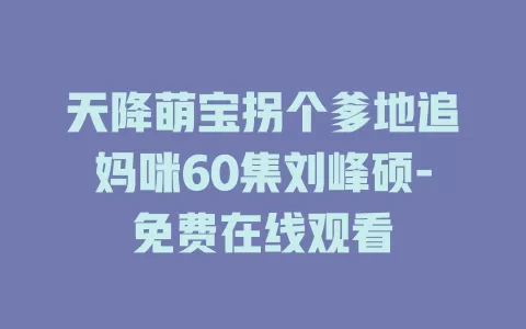 天降萌宝拐个爹地追妈咪60集刘峰硕-免费在线观看