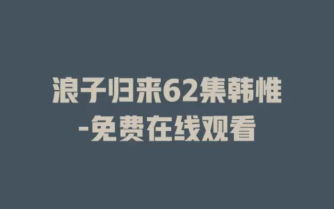 浪子归来62集韩惟-免费在线观看
