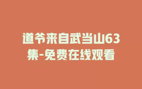 道爷来自武当山63集-免费在线观看