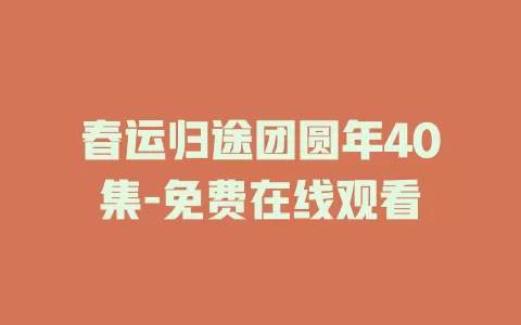 春运归途团圆年40集-免费在线观看