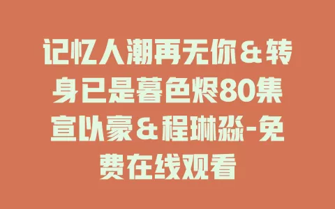 记忆人潮再无你＆转身已是暮色烬80集宣以豪＆程琳淼-免费在线观看