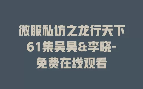 微服私访之龙行天下61集吴昊&李晓-免费在线观看