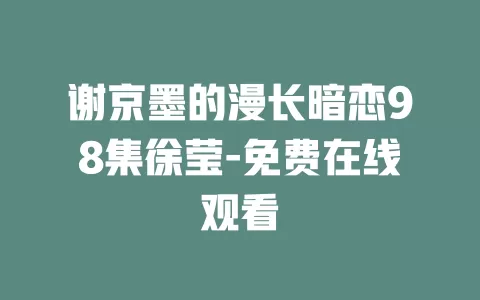 谢京墨的漫长暗恋98集徐莹-免费在线观看