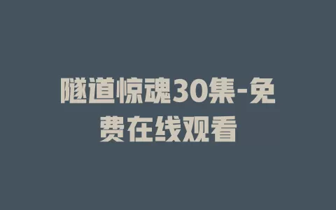 隧道惊魂30集-免费在线观看