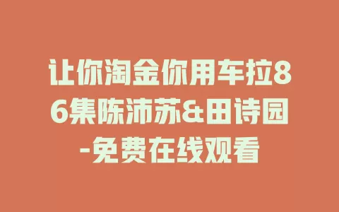 让你淘金你用车拉86集陈沛苏&田诗园-免费在线观看