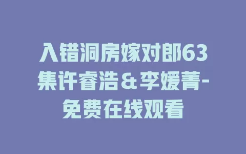 入错洞房嫁对郎63集许睿浩＆李媛菁-免费在线观看