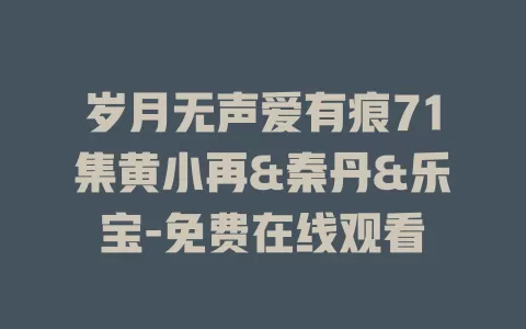 岁月无声爱有痕71集黄小再&秦丹&乐宝-免费在线观看