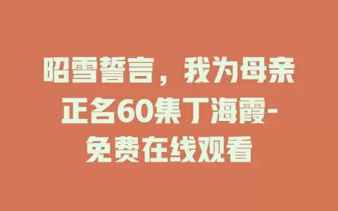 昭雪誓言，我为母亲正名60集丁海霞-免费在线观看