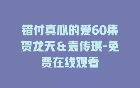 错付真心的爱60集贺龙天＆袁传琪-免费在线观看