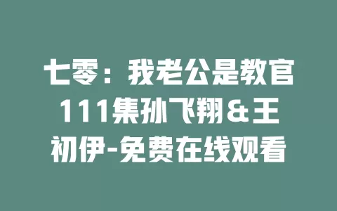 七零：我老公是教官111集孙飞翔＆王初伊-免费在线观看
