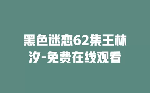 黑色迷恋62集王林汐-免费在线观看