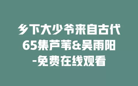 乡下大少爷来自古代65集芦苇&吴雨阳-免费在线观看
