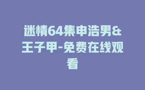 迷情64集申浩男&王子甲-免费在线观看