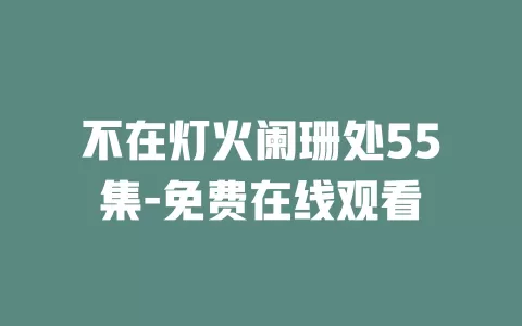 不在灯火阑珊处55集-免费在线观看