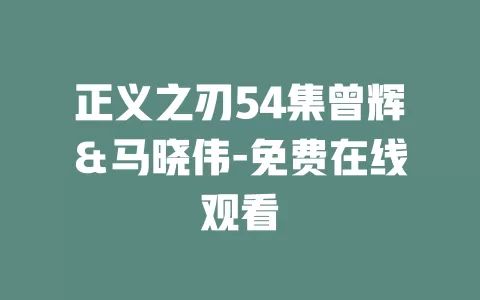 正义之刃54集曾辉＆马晓伟-免费在线观看