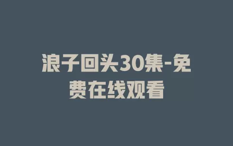 浪子回头30集-免费在线观看
