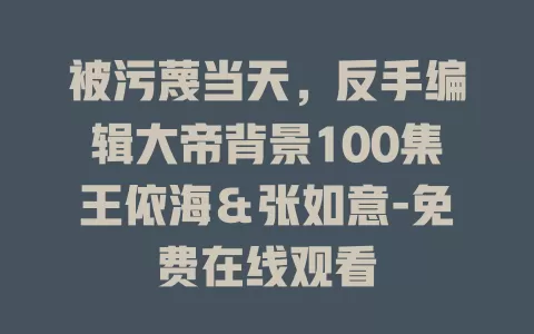 被污蔑当天，反手编辑大帝背景100集王依海＆张如意-免费在线观看