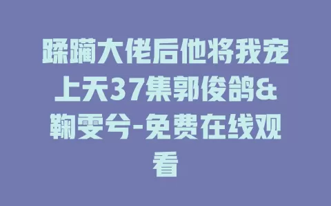 蹂躏大佬后他将我宠上天37集郭俊鸽&鞠雯兮-免费在线观看