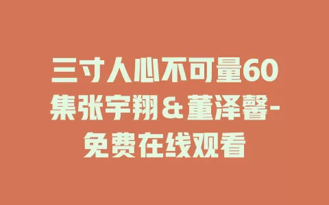 三寸人心不可量60集张宇翔＆董泽馨-免费在线观看
