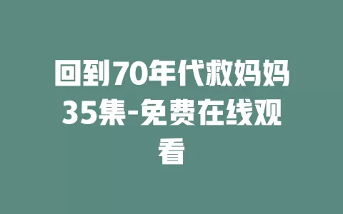 回到70年代救妈妈35集-免费在线观看