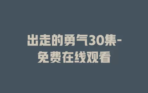 出走的勇气30集-免费在线观看
