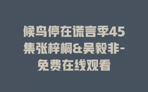 候鸟停在谎言季45集张梓桐&吴毅非-免费在线观看