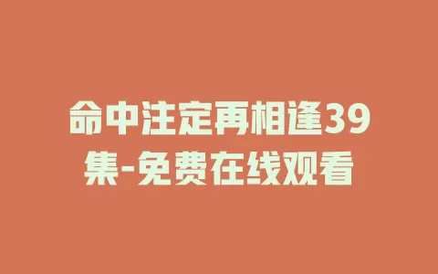 命中注定再相逢39集-免费在线观看