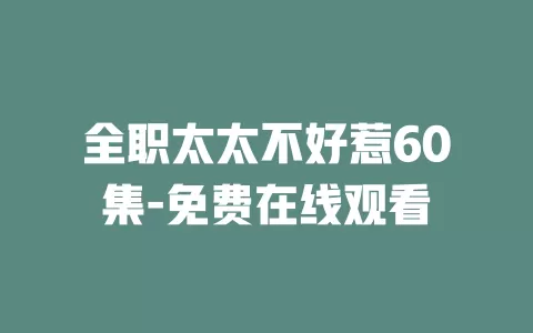 全职太太不好惹60集-免费在线观看