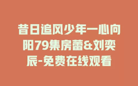 昔日追风少年一心向阳79集房蕾&刘奕辰-免费在线观看