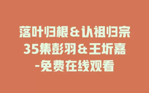 落叶归根＆认祖归宗35集彭羽＆王圻嘉-免费在线观看