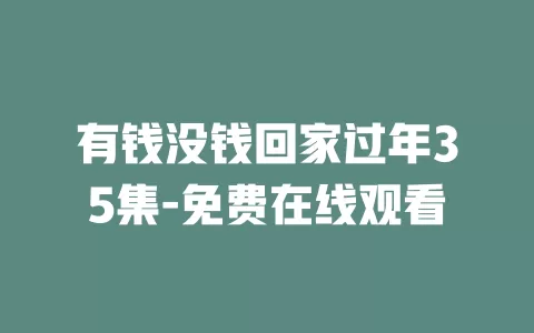有钱没钱回家过年35集-免费在线观看