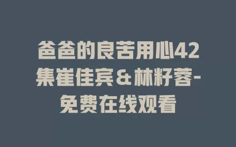 爸爸的良苦用心42集崔佳宾＆林籽蓉-免费在线观看