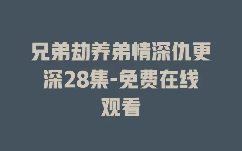 兄弟劫养弟情深仇更深28集-免费在线观看