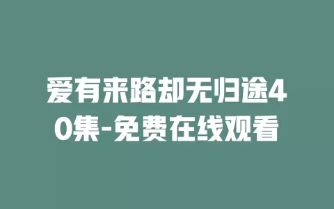爱有来路却无归途40集-免费在线观看