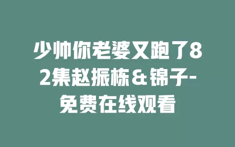 少帅你老婆又跑了82集赵振栋＆锦子-免费在线观看