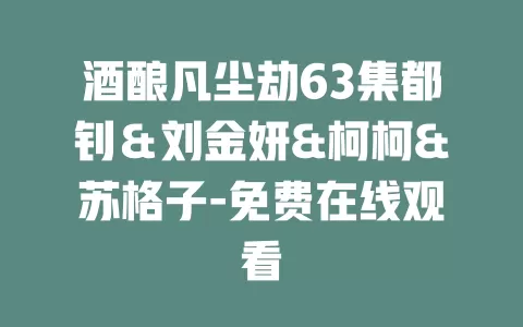 酒酿凡尘劫63集都钊＆刘金妍&柯柯&苏格子-免费在线观看
