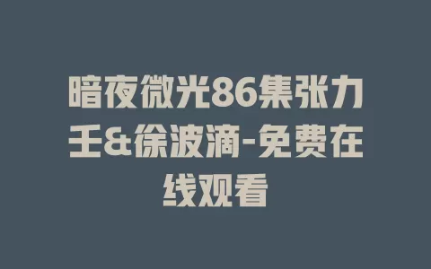 暗夜微光86集张力壬&徐波滴-免费在线观看