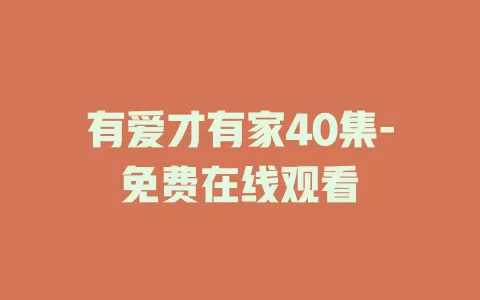 有爱才有家40集-免费在线观看