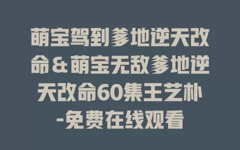 萌宝驾到爹地逆天改命＆萌宝无敌爹地逆天改命60集王艺朴-免费在线观看