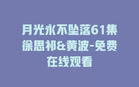 月光永不坠落61集徐思祁&黄波-免费在线观看