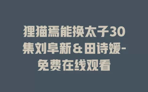 狸猫焉能换太子30集刘阜新＆田诗媛-免费在线观看
