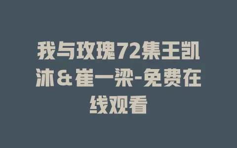 我与玫瑰72集王凯沐＆崔一梁-免费在线观看