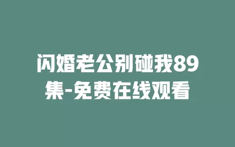 闪婚老公别碰我89集-免费在线观看