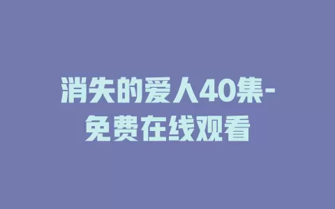 消失的爱人40集-免费在线观看