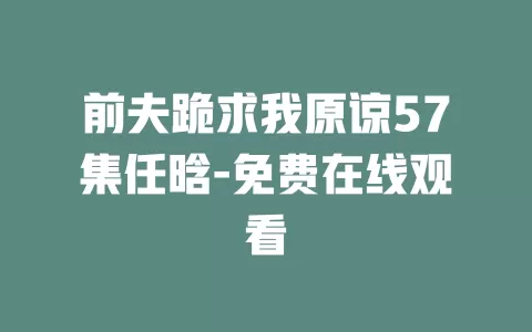 前夫跪求我原谅57集任晗-免费在线观看