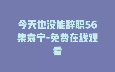 今天也没能辞职56集袁宁-免费在线观看