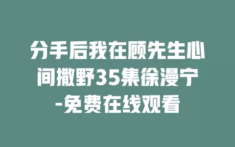 分手后我在顾先生心间撒野35集徐漫宁-免费在线观看