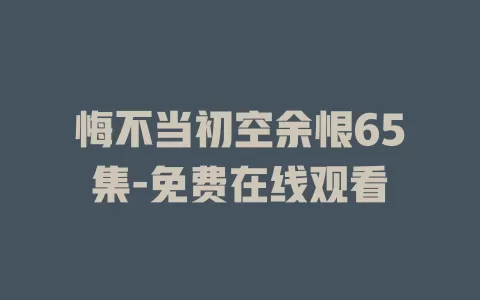 悔不当初空余恨65集-免费在线观看
