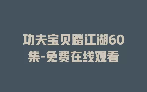 功夫宝贝踏江湖60集-免费在线观看