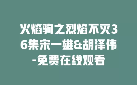 火焰驹之烈焰不灭36集宋一雄&胡泽伟-免费在线观看